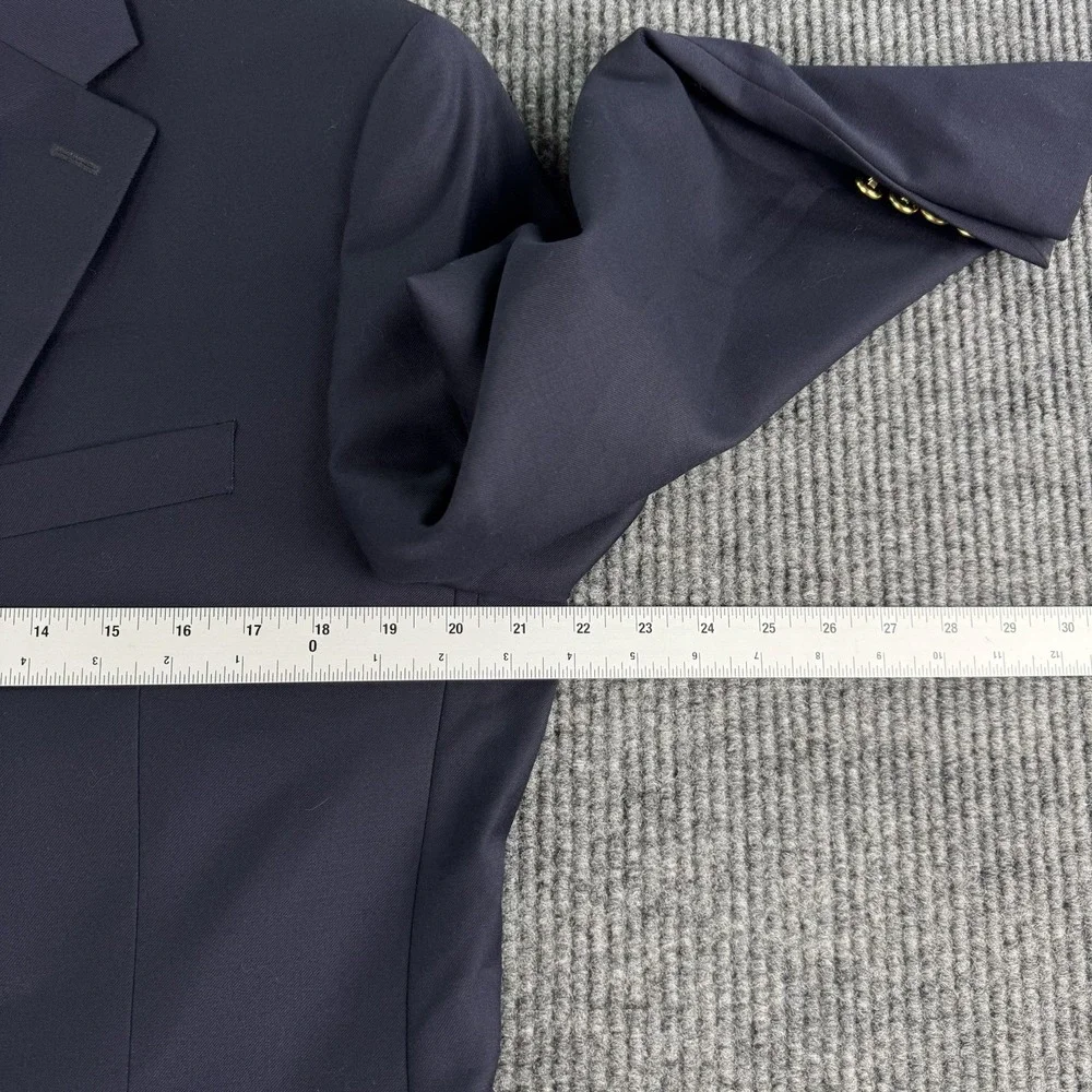 Lauren Ralph Lauren Blazer 40R Navy Gold Crest Button 100% Wool Sport Coat Men's